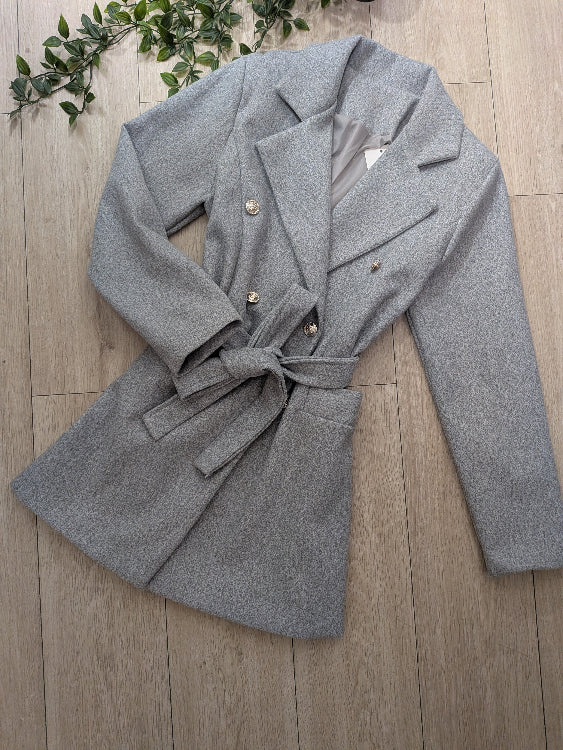 Manteau caban colorie gris photo a plat.  