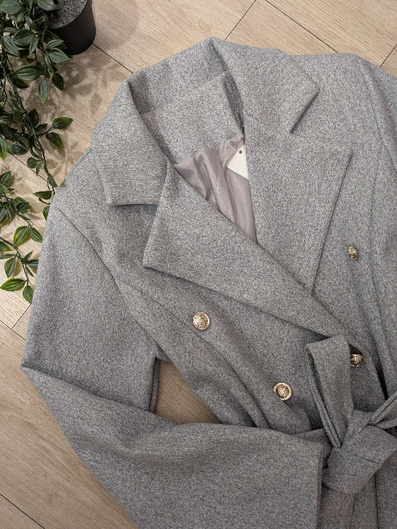 Manteau caban colorie gris photo a plat.  