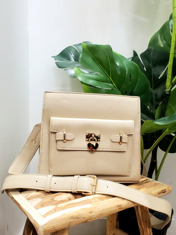 Sac cadenas cœur beige