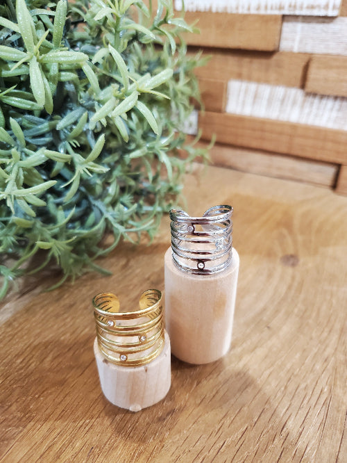 Photo bague cage , colorie or et argent.