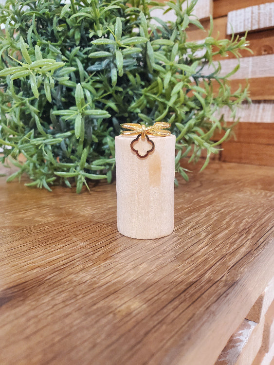 Bague trefle colorie or 