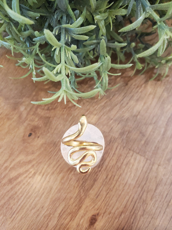 Bague serpent colorie or