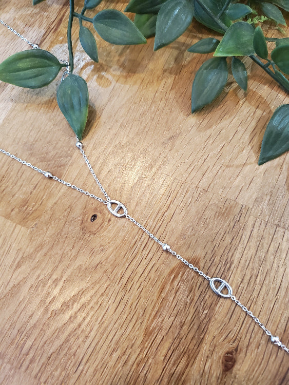 Collier pendant grain de café. Colorie Argent.