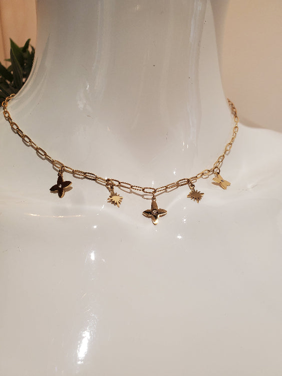 Collier nuit étoilé colorie or. 