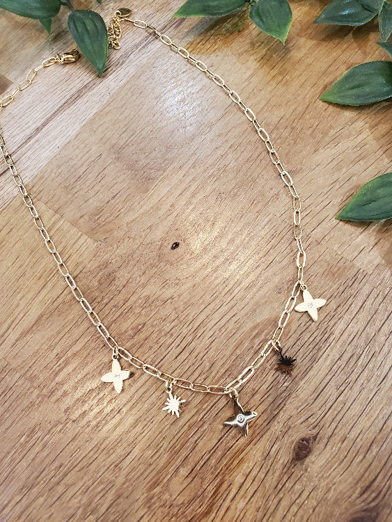 Collier nuit étoilé colorie or. 