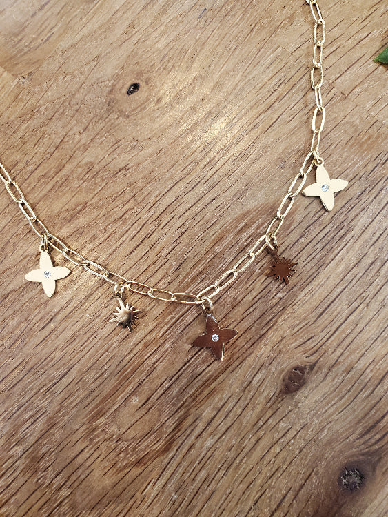 Collier nuit étoilé colorie or. 