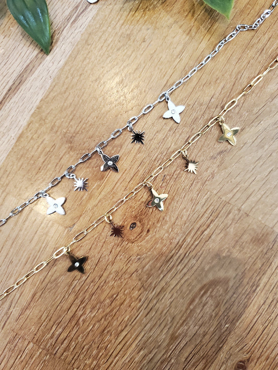Collier nuit étoilé colorie or et argent. 