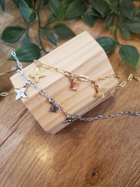 Collier nuit étoilé colorie or et argent. 