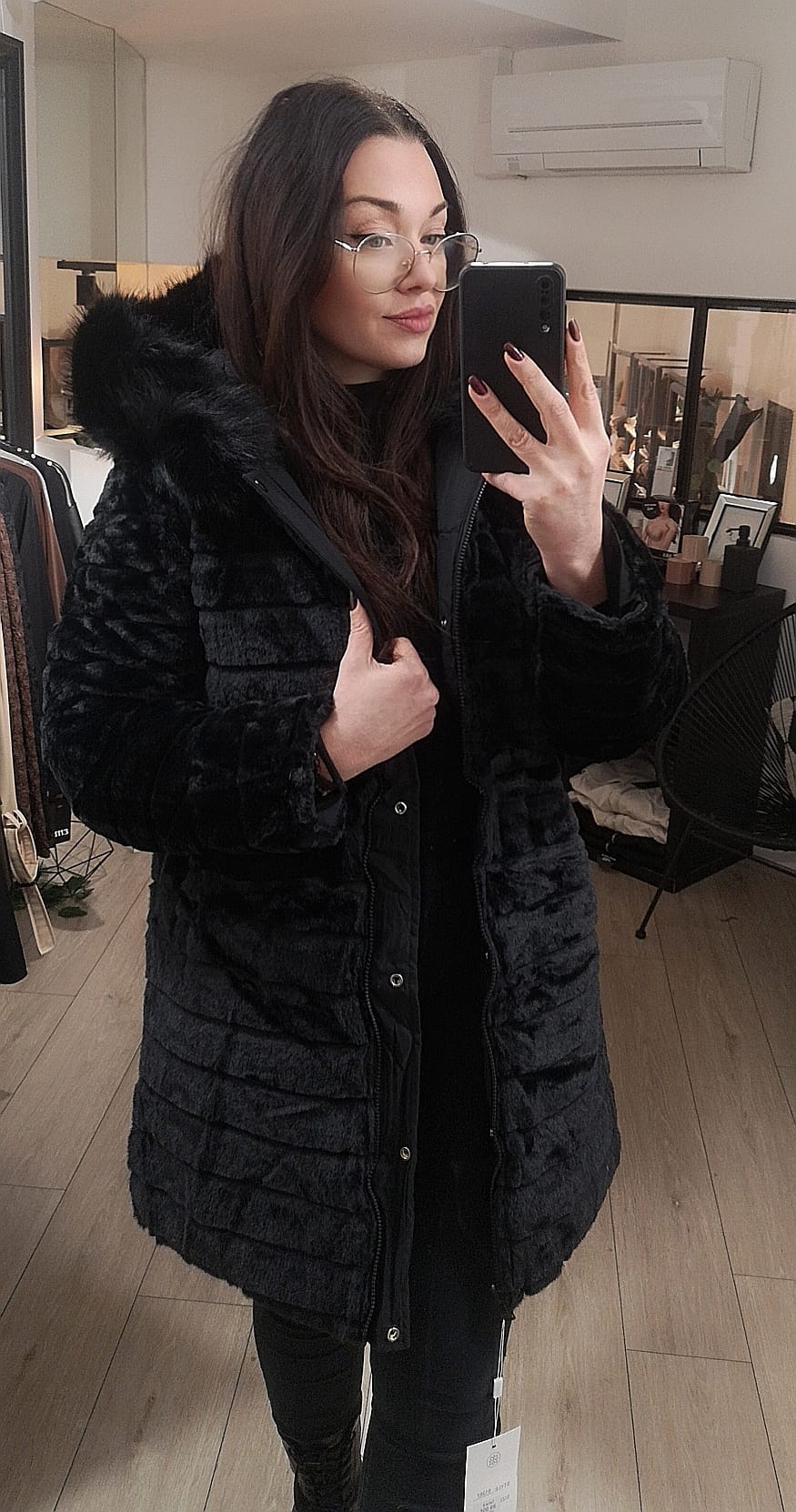 doudoune réversible - fourrure- version doudoune- noir- Mc2- Enghien les bains- vêtements femme