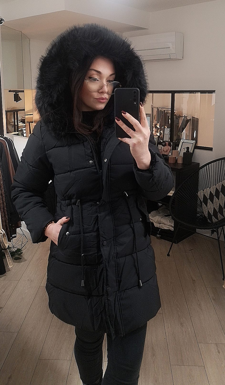 doudoune réversible - fourrure- version doudoune- noir- Mc2- Enghien les bains- vêtements femme