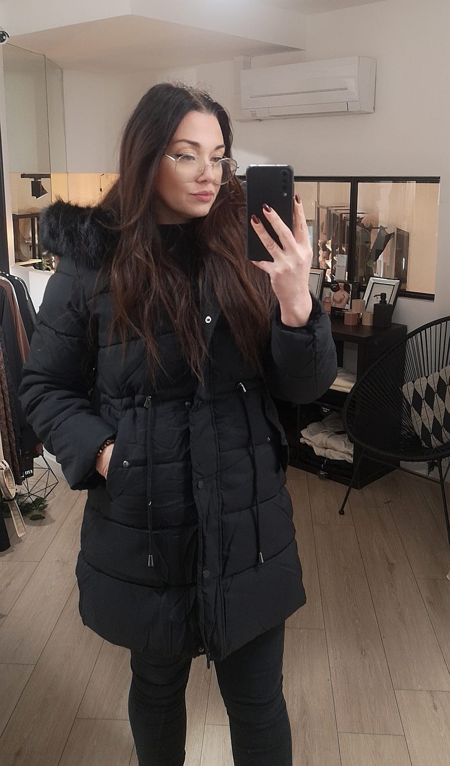 doudoune réversible - fourrure- version doudoune- noir- Mc2- Enghien les bains- vêtements femme