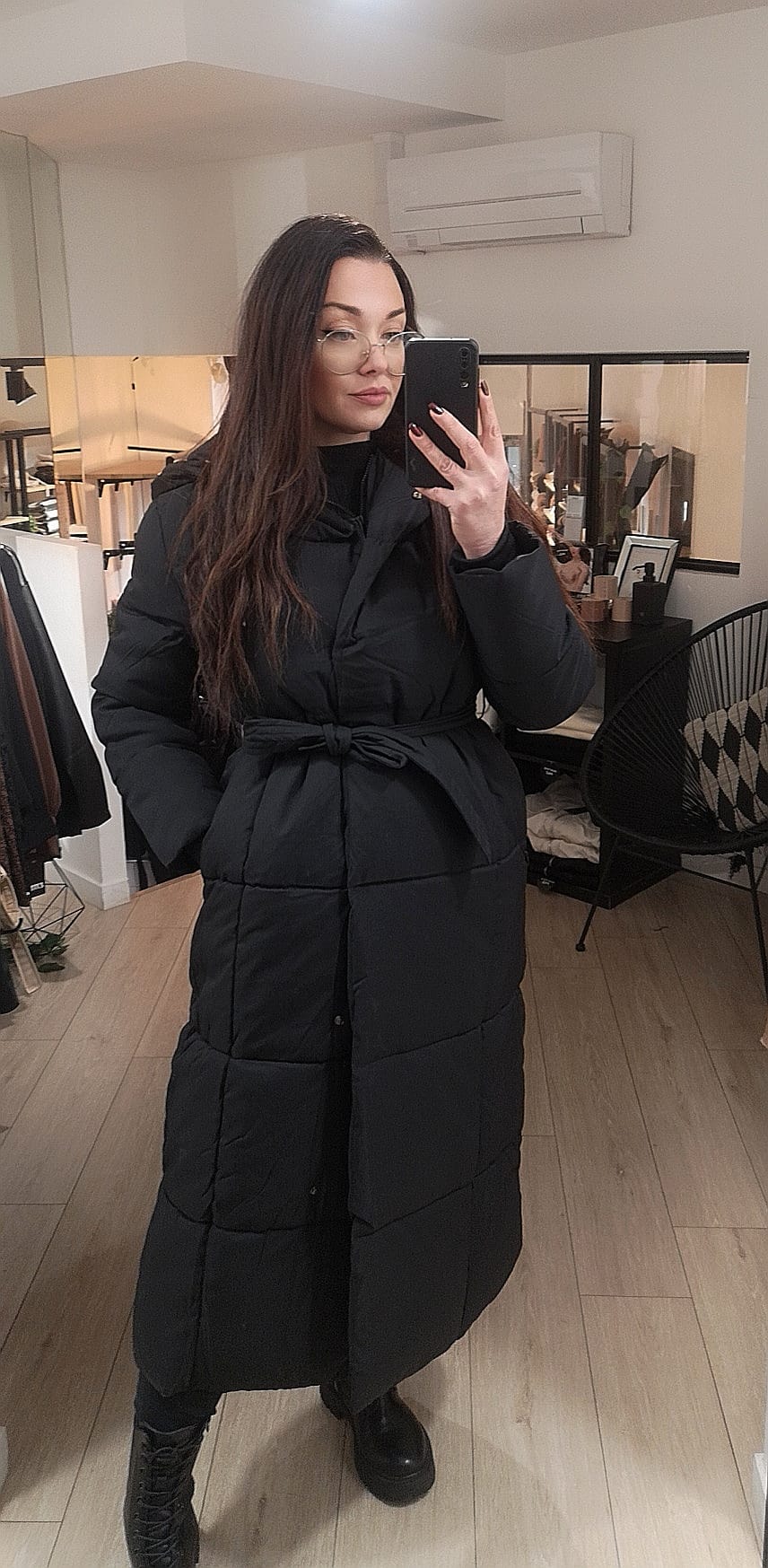 doudoune longue noir capuche cintré peignoir- mc2- vêtements femme - enghien les bains- 