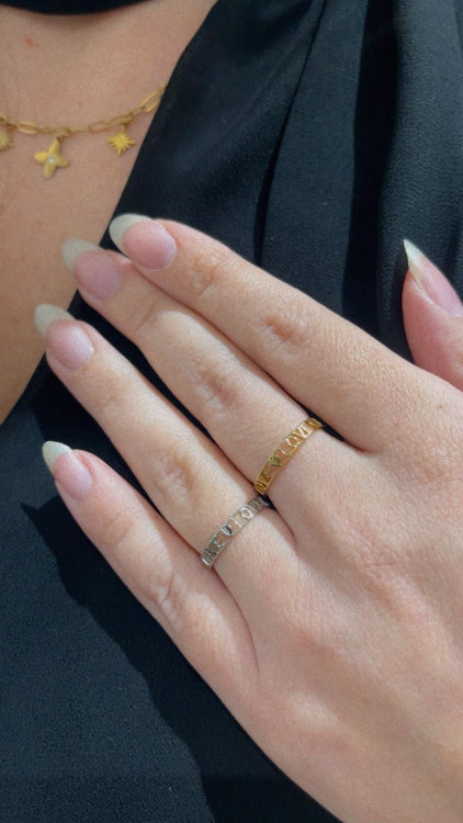 Bague love Colorie Argent et Or. Photo porté