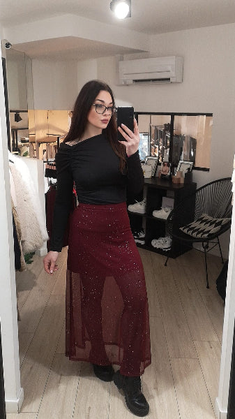 jupe - longue - voile- paillette - porté- soirée- otd - mode- fashion- paillette-