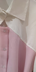 Chemise bi-matière colorie rose photo détail.