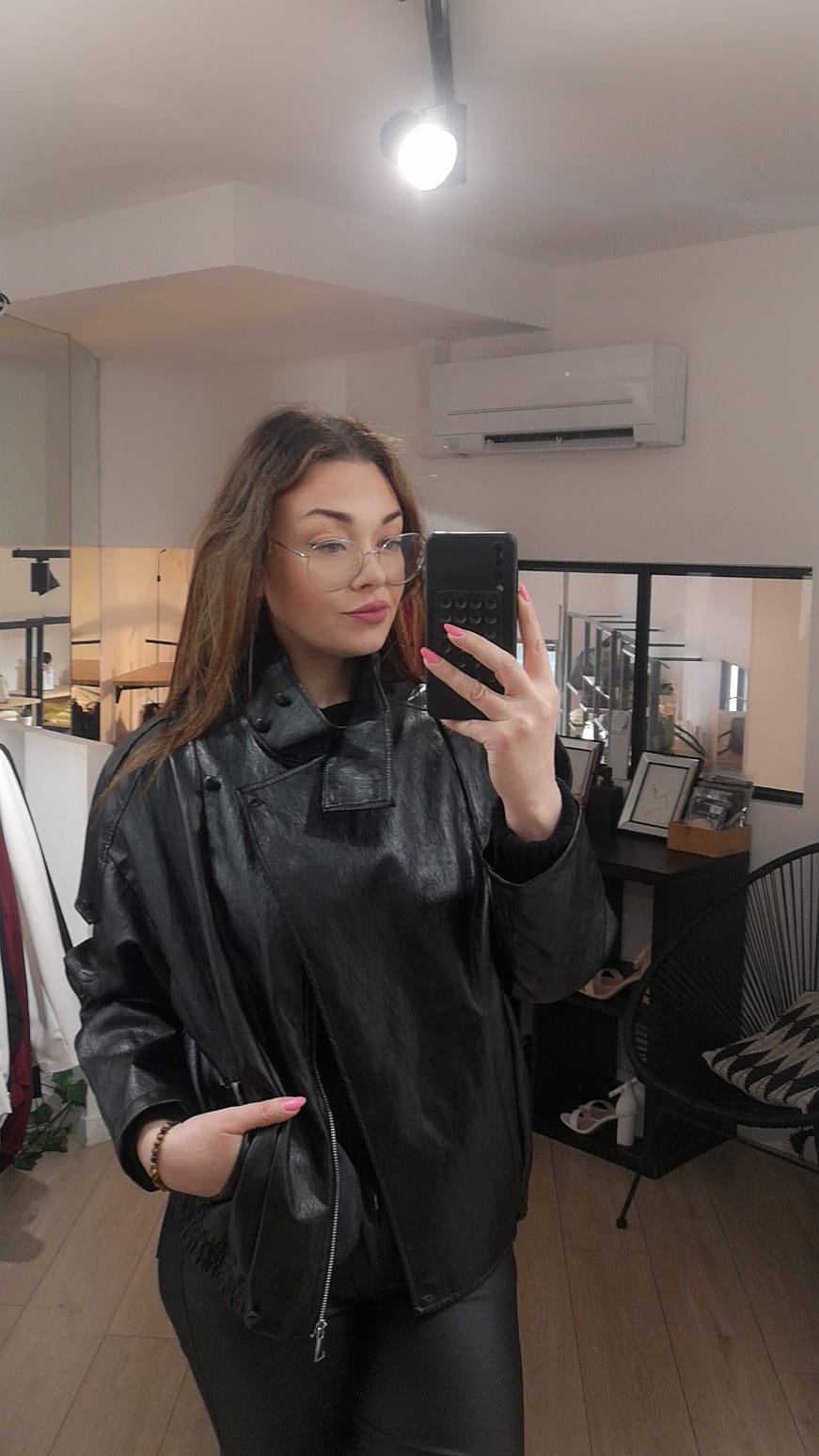 Blouson effet cuir col montant