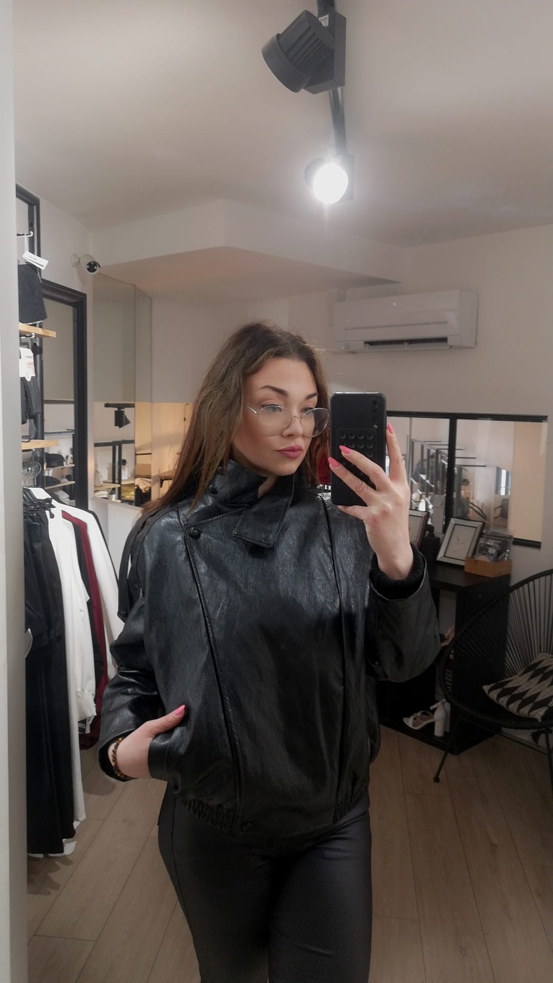 Blouson effet cuir col montant