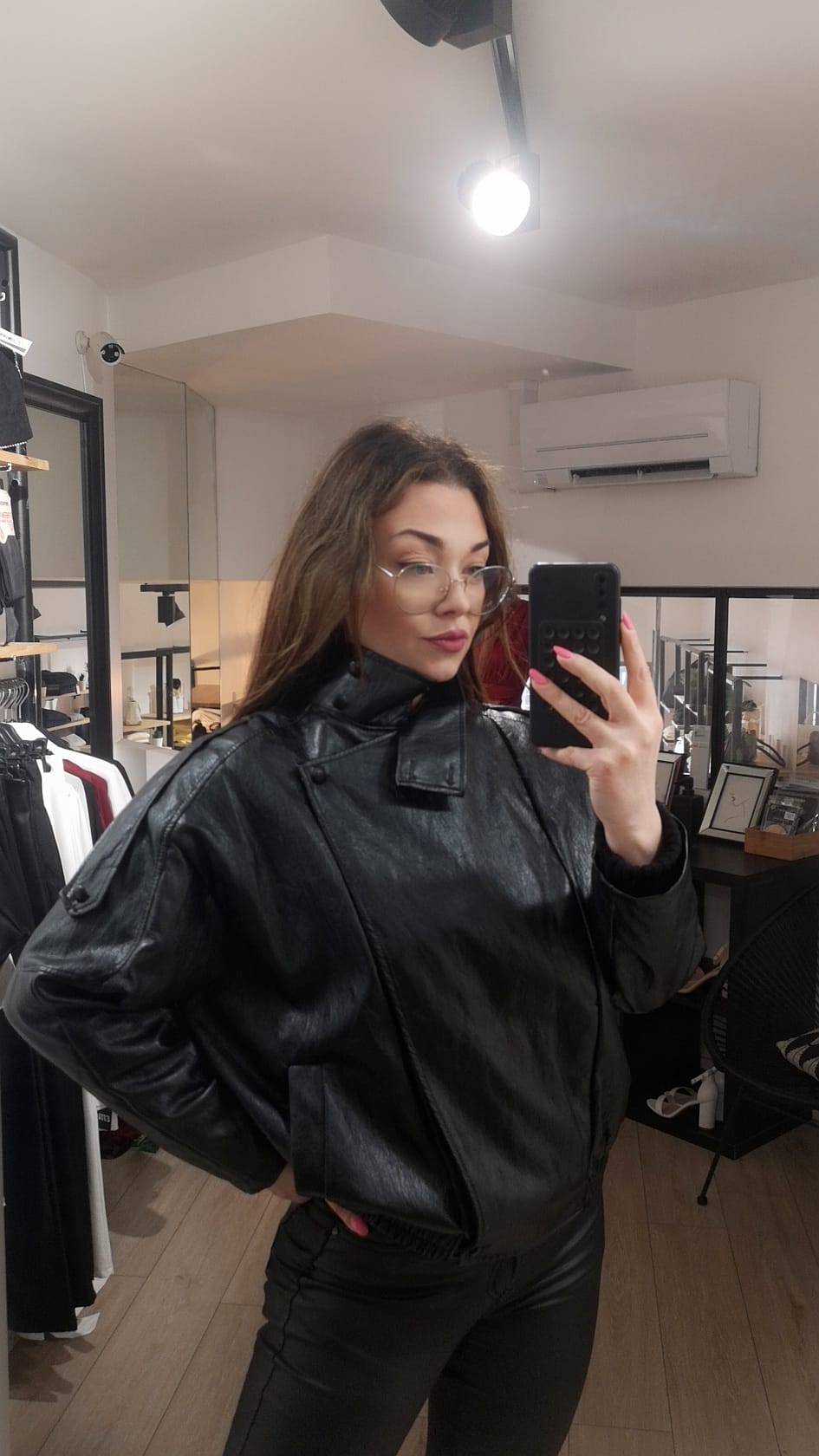 Blouson effet cuir col montant