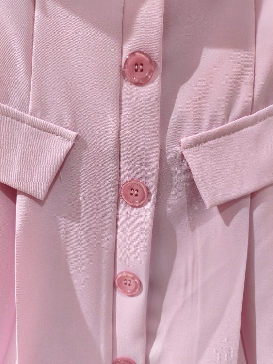ensemble veste et robe bustier . photo détail colorie rose.