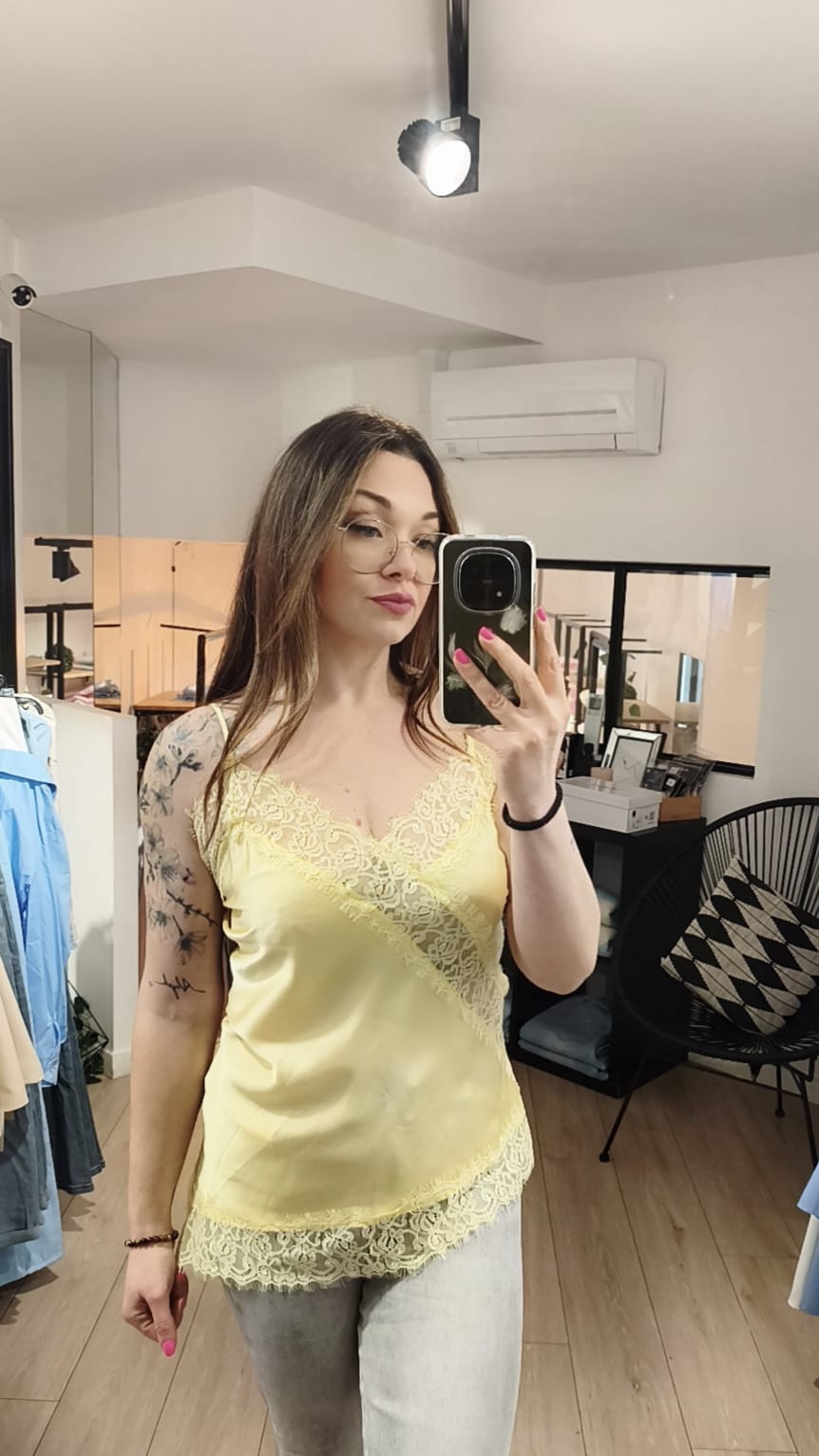 Débardeur satin et dentelle