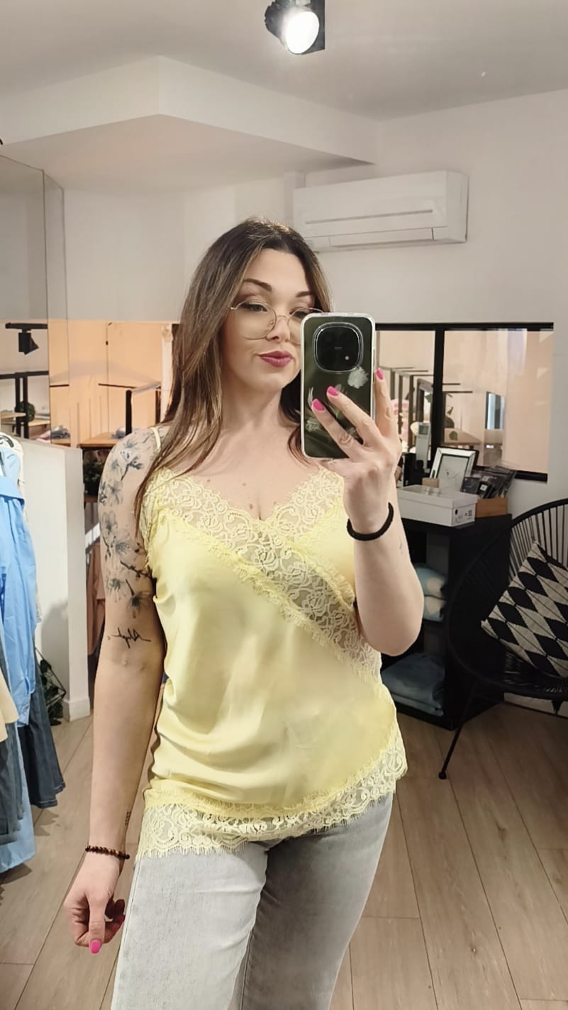 Débardeur satin et dentelle