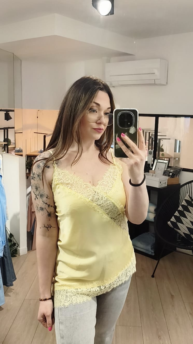 Débardeur satin et dentelle