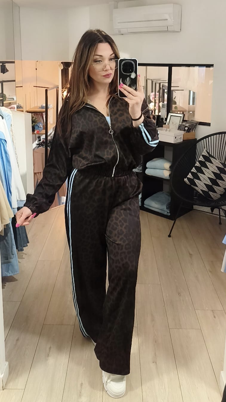 Jogging leopard bande couleur