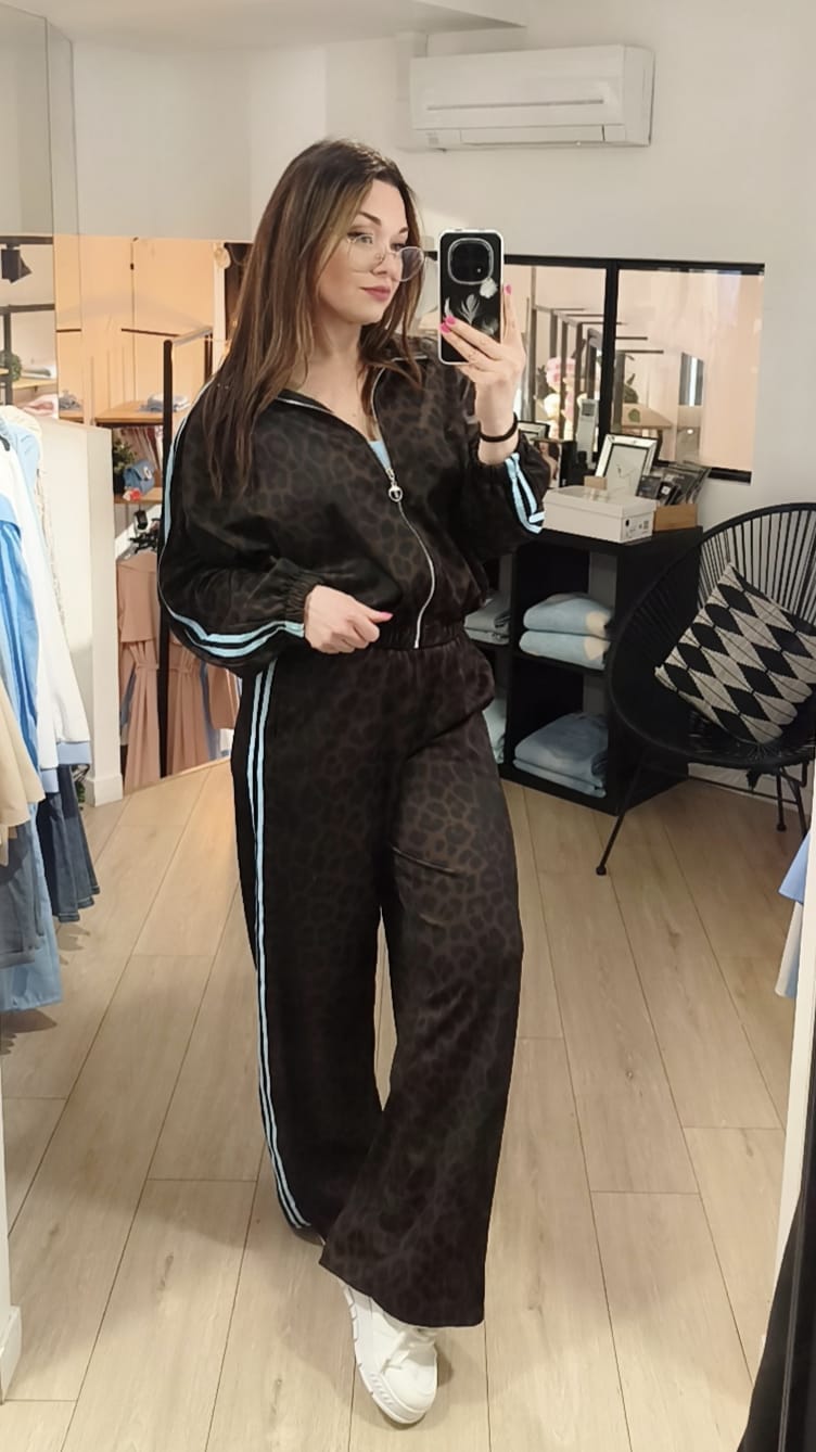 Jogging leopard bande couleur