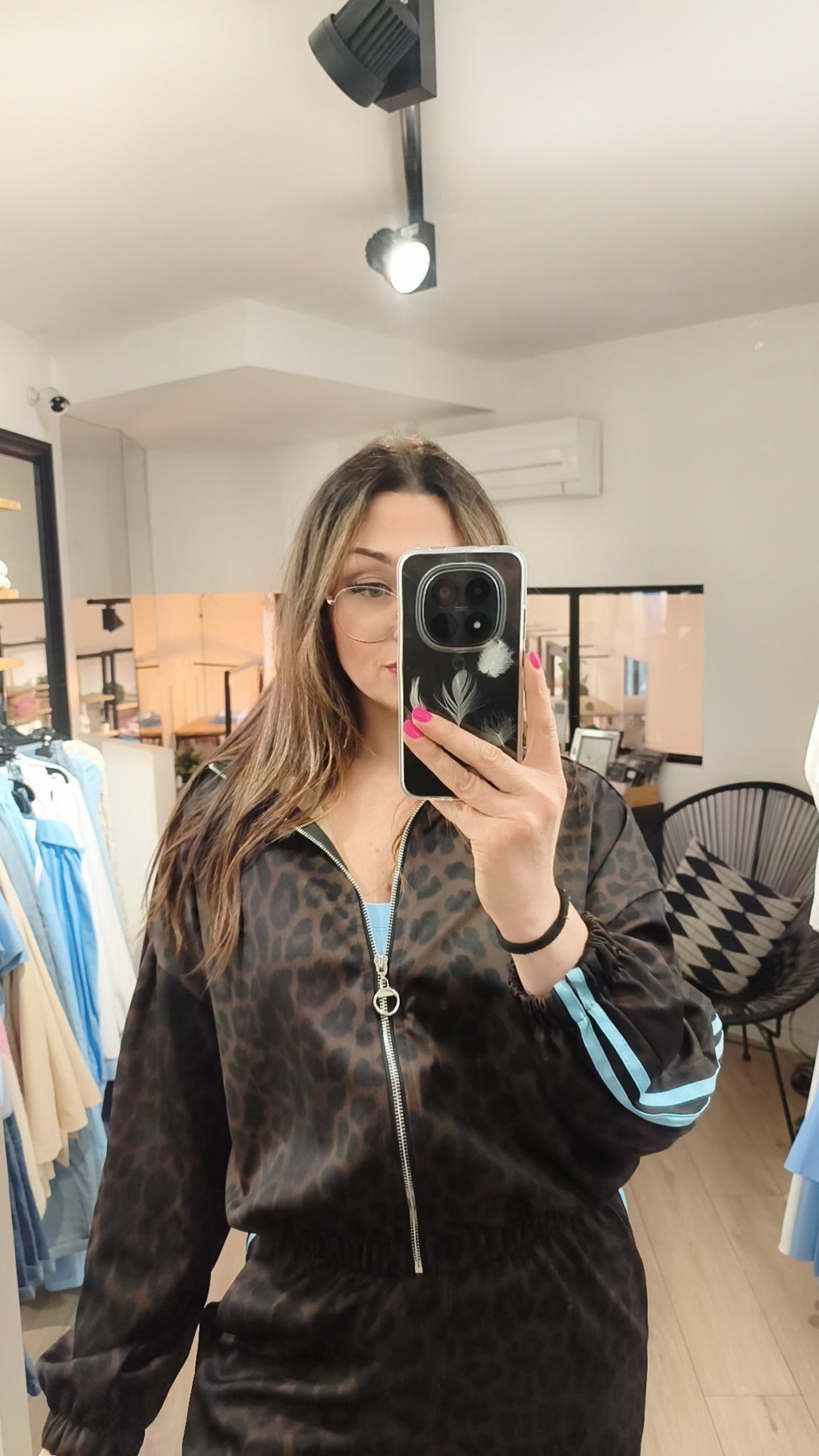 Veste leopard bande couleur