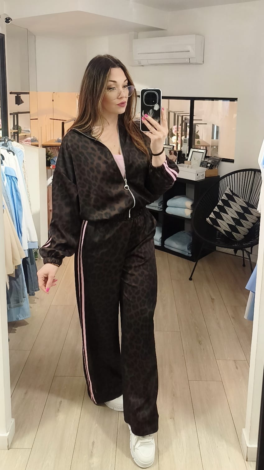 Jogging leopard bande couleur