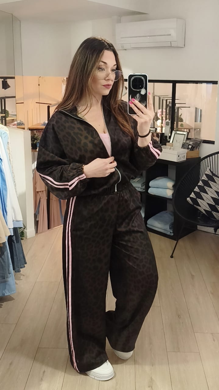 Jogging leopard bande couleur