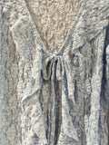 Gilet dentelle, photo détail. Colorie bleu ciel.