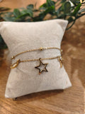 Bracelet pampille étoile et lune . colorie Or