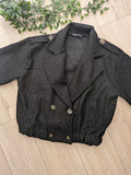 blouson court en feutre chiné. colorie noir. 