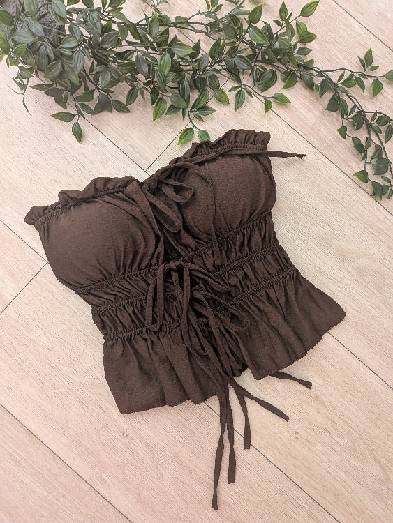 Bustier lacé photo a plat colorie Marron