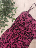 Robe longue en voile flocké velours. colorie Bordeau 