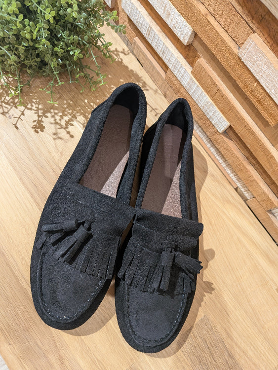 Mocassin en nubuck colories noir 