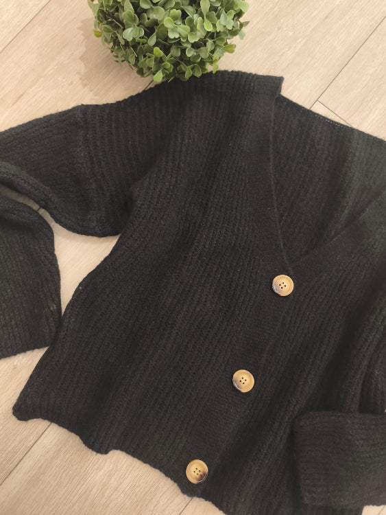 Gilet 3 boutons colorie noir
