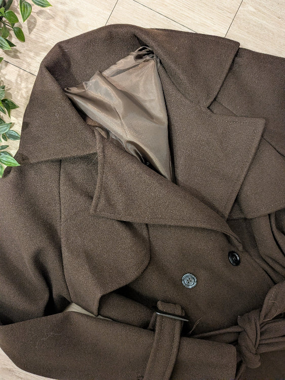 Manteau trench court colorie marron