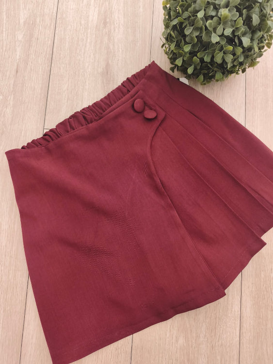 Jupe short colorie bordeau 