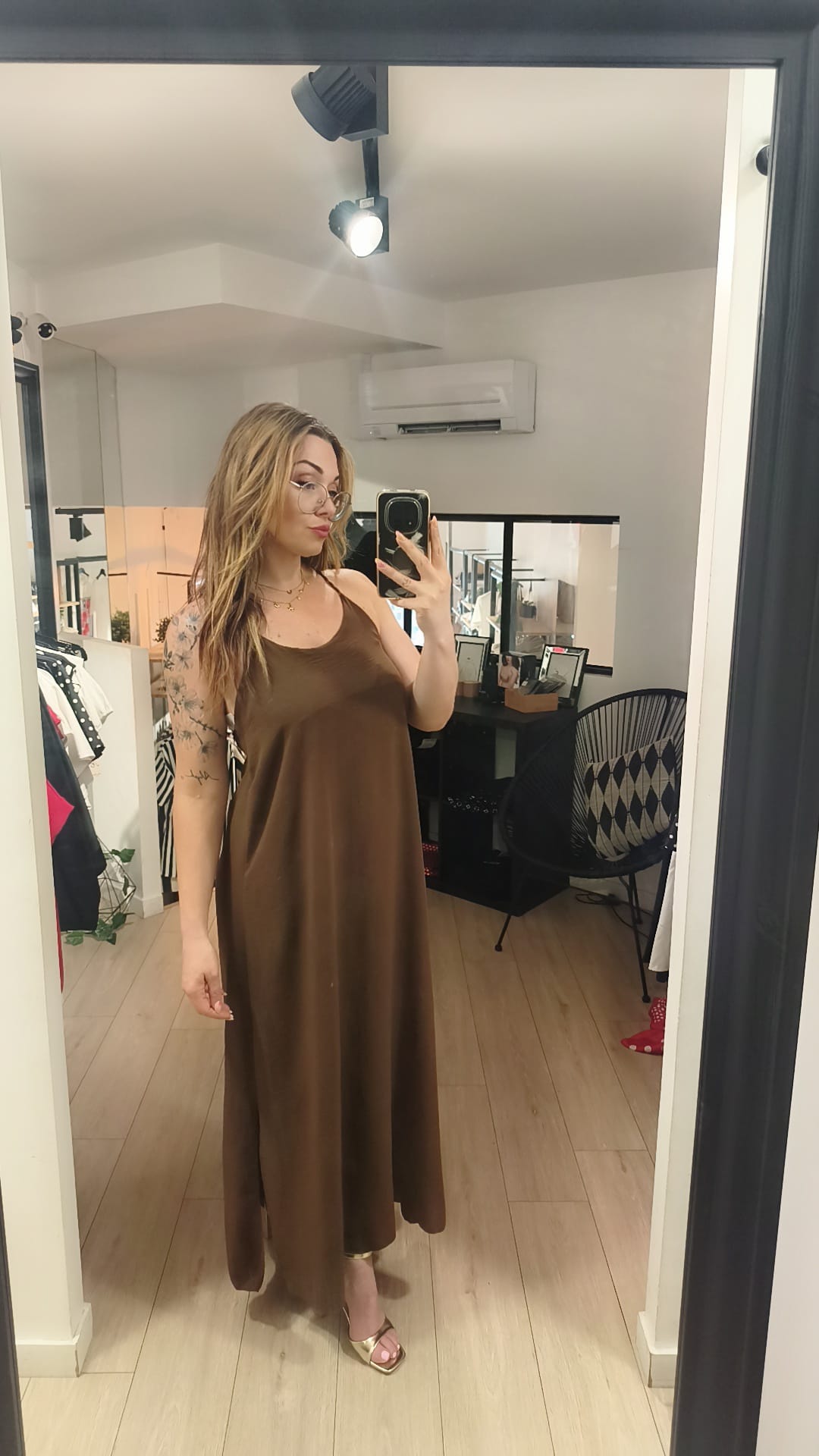Robe longue fluide bretelle croisé