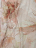 Robe voile imprimé fleur . photo motif colorie beige. 