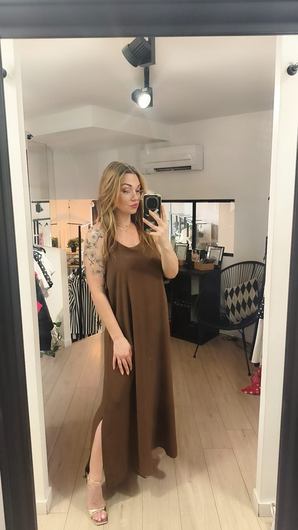 Robe longue fluide bretelle croisé