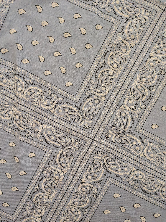 T-shirt imprimé bandana colorie bleu . Photo détail motif. 