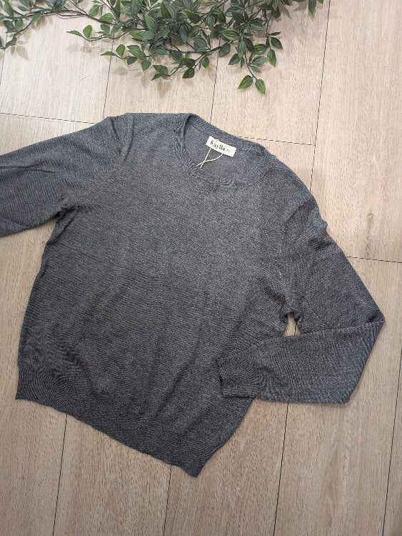 Pull fin col rond colories gris