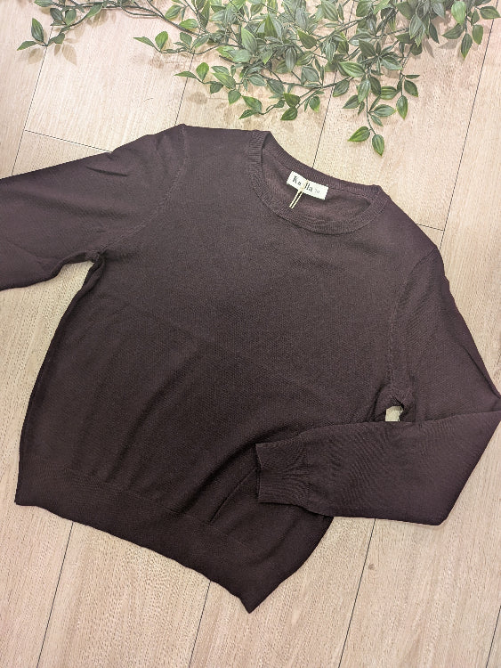 Pull fin col rond colories bordeau 