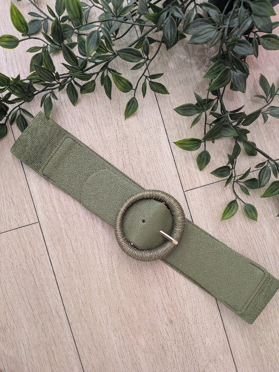 ceinture boucle cordon colorie kaki
