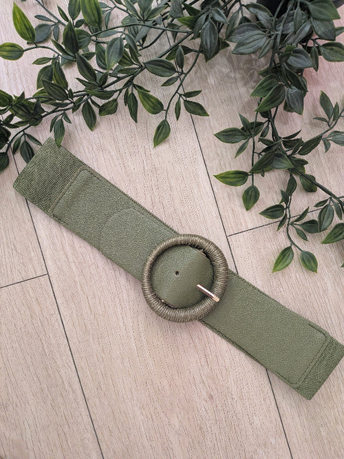 ceinture boucle cordon colorie kaki