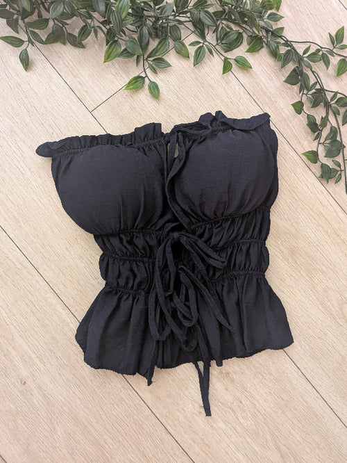 Bustier lacé photo a plat colorie marine. 