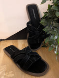 Mule sandale lanière torsade colorie noir